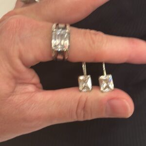 Silpada  Silver Band Ring with Clear Stone and matching Silpada earrings!